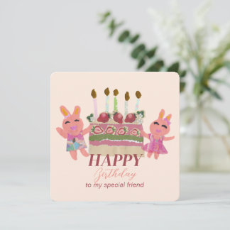 Berry Sweet Bunny Buddies Note Card