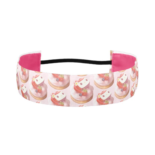Berry Sweet: Bunny Girl Strawberry Tart Athletic Headband (Front)
