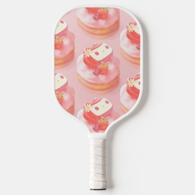 Berry Sweet: Bunny Girl Strawberry Tart Pickleball Paddle (Front)