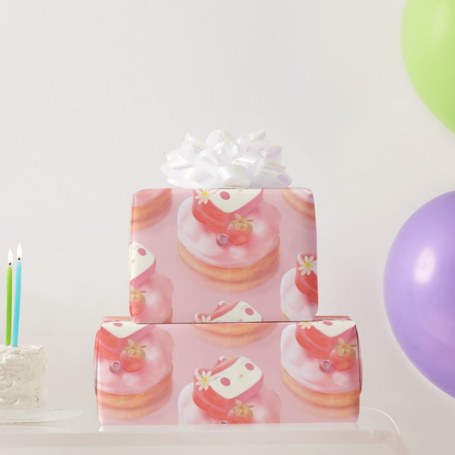 Berry Sweet: Bunny Girl Strawberry Tart Wrapping Paper (Party Gifts)
