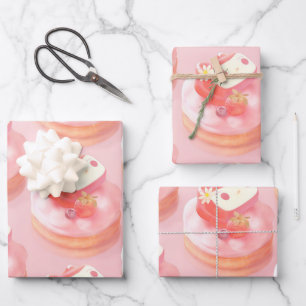Berry Sweet: Bunny Girl Strawberry Tart Wrapping Paper Sheets