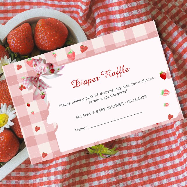 Berry Sweet Checkered Coquette Diaper Raffle Enclosure Card (Creator Uploaded)