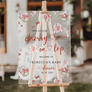 Berry Sweet Cherry Baby Shower Welcome Sign