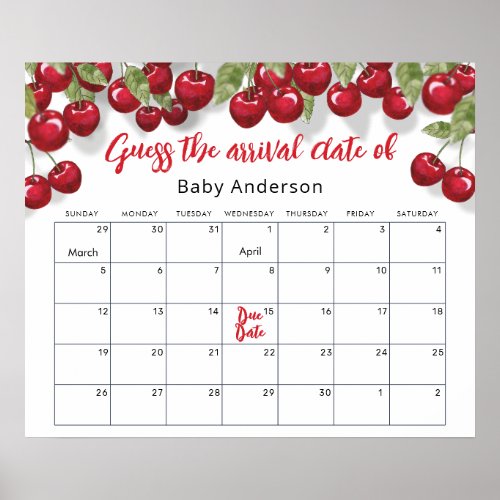 Berry Sweet Cherry Guess the Due Date Poster