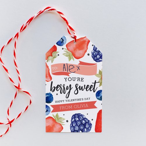 Berry Sweet  Classroom Valentines Day Gift Tags