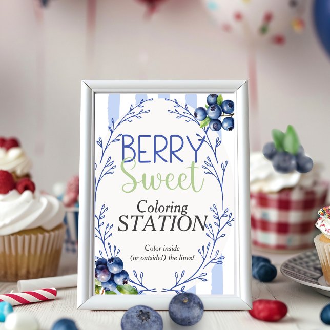 Berry Sweet Color Station Blueberry Sign Invitation (Berry Sweet Color Station Blueberry Sign)
