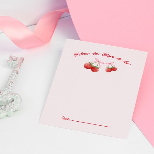Berry Sweet Coquette Baby Shower Advice Card