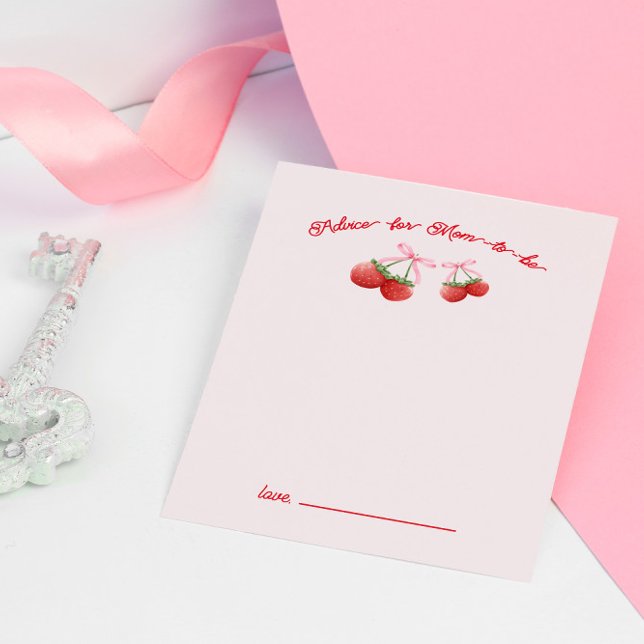 Berry Sweet Coquette Baby Shower Advice Card (Creator Uploaded)