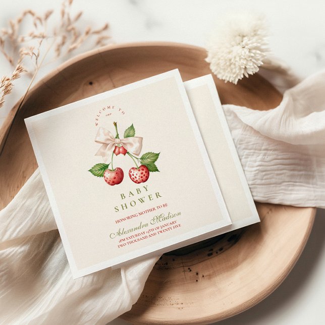 Berry Sweet Coquette Baby Shower Napkins (Creator Uploaded)