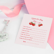 Berry Sweet Coquette Baby Shower Wishes for Baby Enclosure Card