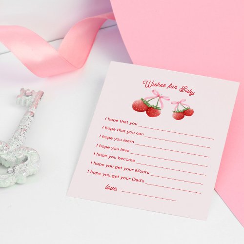 Berry Sweet Coquette Baby Shower Wishes for Baby Enclosure Card