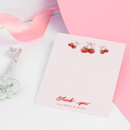 Berry Sweet Coquette Bow Baby Shower Thank You Card