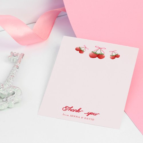 Berry Sweet Coquette Bow Baby Shower  Thank You Card