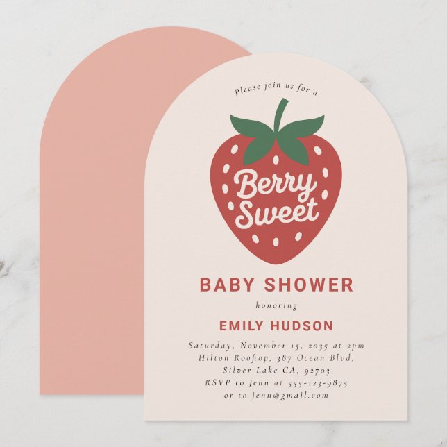 Berry Sweet Cute Baby Shower Invitation (Front/Back)