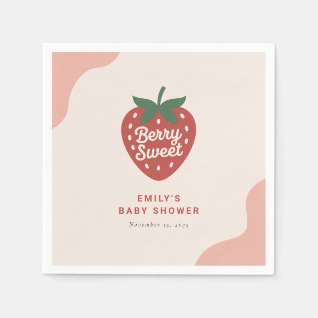 Berry Sweet Cute Baby Shower Napkins (Front)