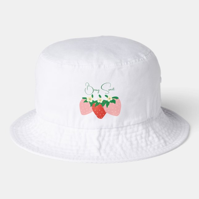 Berry Sweet Cute Strawberry Bucket Hat (Front)