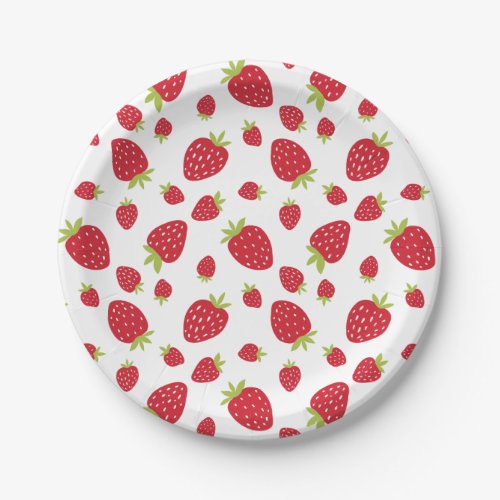Berry Sweet Cute Strawberry Pattern Kids Birthday  Paper Plates