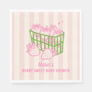 Berry Sweet Doodle Pink Green Girl Baby Shower Napkins