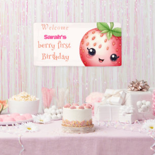 Berry sweet first birthday banner