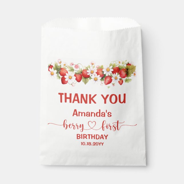 Berry Sweet First Birthday Favor Bag (Front)