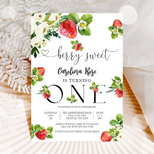 Berry Sweet First Birthday Invitation