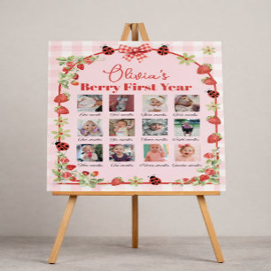Berry Sweet First Birthday Milestone Foam Board