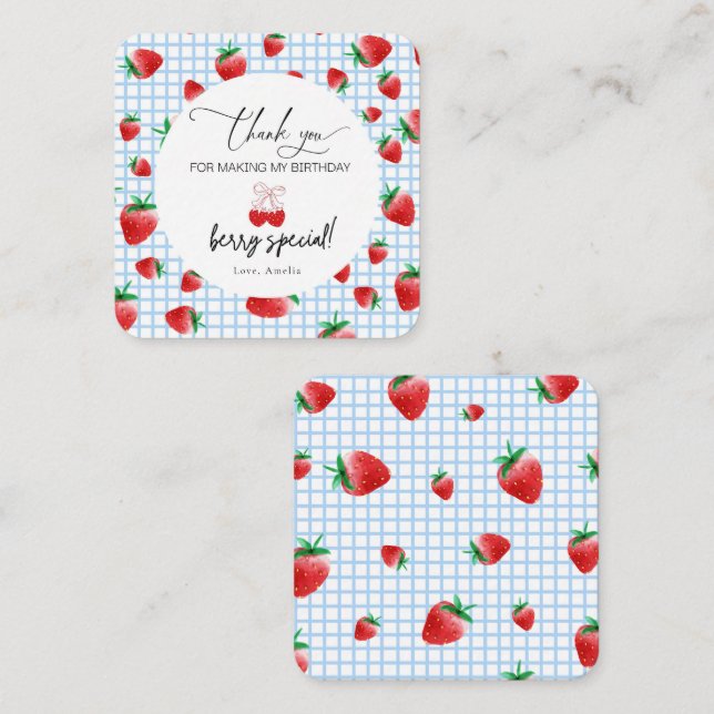 Berry Sweet First Birthday Thank you Card (Front/Back)