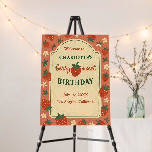 berry sweet first birthday welcome foam board