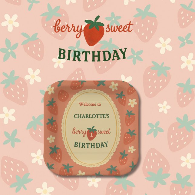 berry sweet first birthday welcome paper plates (Creator Uploaded)