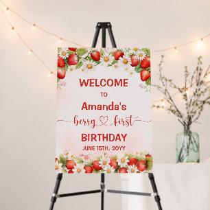 Berry Sweet First Birthday Welcome Sign