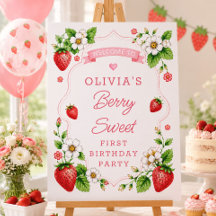 Berry Sweet First Birthday Welcome Sign
