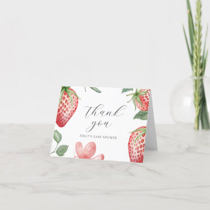 Berry Sweet Floral Baby Shower Letterpress Thank You Card