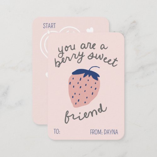 Berry Sweet Friend strawberry classroom Valentine Note Card