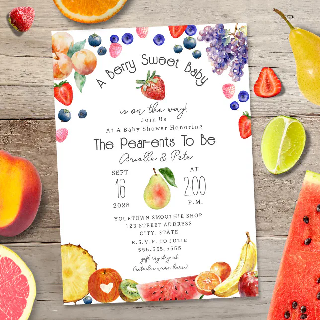 Berry Sweet Fruit Baby Shower Invitation Zazzle