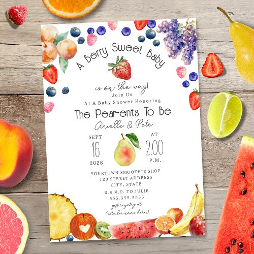 Berry Sweet Fruit Baby Shower Invitation