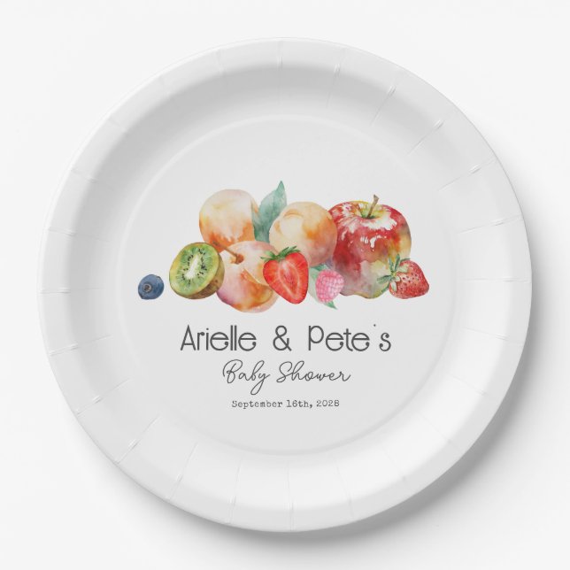 Berry Sweet Fruit Baby Shower Paper Plates (Front)