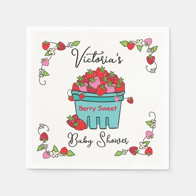 Berry Sweet Fruit Basket Baby Shower Napkins (Front)