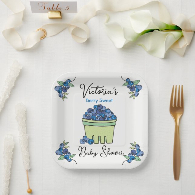 Berry Sweet Fruit Basket Baby Shower Paper Plates (Wedding)