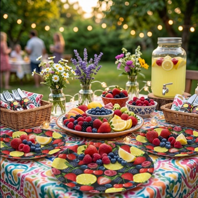 Berry Sweet Fruit Pattern Birthday Paper Plates (Creator Uploaded)