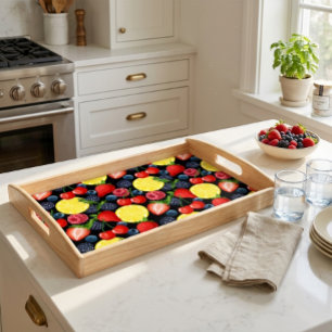 Berry Sweet Fruit Pattern Wooden Serving Tray
