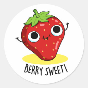 Berry Sweet Funny Strawberry Pun Classic Round Sticker