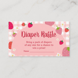 Berry Sweet Gingham Strawberry Diaper Raffle Enclosure Card