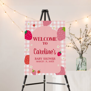 Berry Sweet Gingham Strawberry Welcome Sign