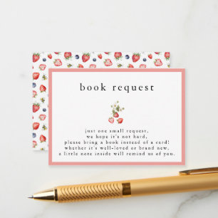 Berry Sweet Girl Baby Shower Book Request Enclosure Card