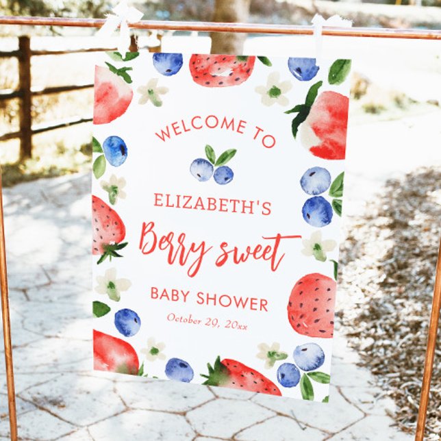 Berry Sweet Girl Baby Shower Welcome Poster (Creator Uploaded)