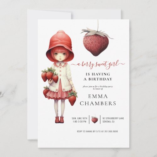 Berry Sweet Girl Birthday Party Invitation