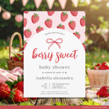 Berry Sweet Girl Pink Bow Strawberry Baby Shower