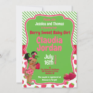 Berry Sweet Girl Strawberry Baby Shower Invitation