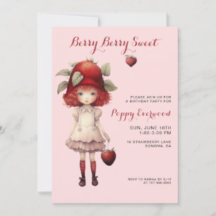 Berry Sweet Girl's Illustrated Birthday Party Invitation