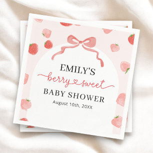 Berry Sweet Girl's Strawberry Baby Shower Napkins